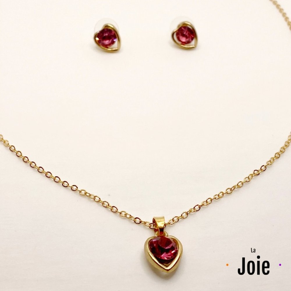 Heart Pendant Necklace & Earring Jewelry Set